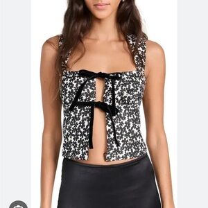 Reformation Black and White Floral Top